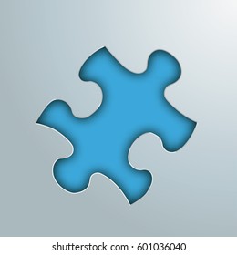 Puzzle hole on the gray background. Eps 10 vector file.