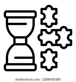 Puzzle hourglass icon outline vector. Learn kid. Social study