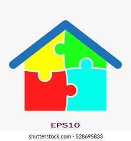 puzzle, house, icon, vector illustration, eps10