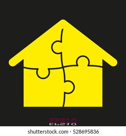 puzzle, house, icon, vector illustration, eps10