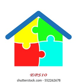 puzzle, house, icon, vector illustration eps10
