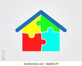 puzzle, house, icon, vector illustration eps10