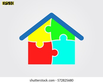puzzle, house, icon, vector illustration eps10