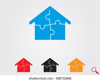 puzzle, house, icon, vector illustration eps10