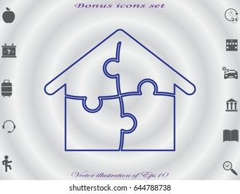 puzzle, house, icon, vector illustration eps10