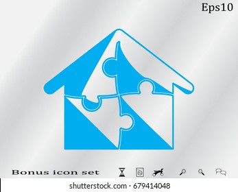 puzzle, house, icon, vector illustration eps10