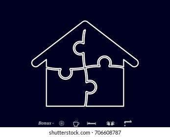 puzzle, house, icon, vector illustration eps10