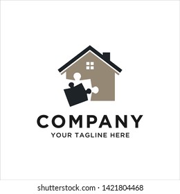 puzzle house logo template, vector file eps 10 color and text is easy to edit