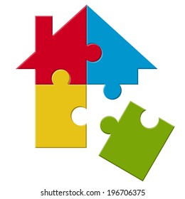 Puzzle house with loose part
