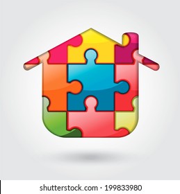 Puzzle house. Vector Illustration.
