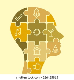 puzzle human face infographic.