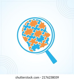 puzzle human Intelligence Search modern creative premium logo design vector template