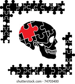 Puzzle human skull, thinking symbol