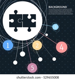 puzzle icon with the background to the point and with infographic style. Vector illustration