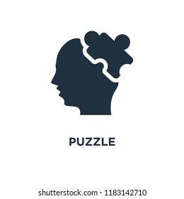 Puzzle icon. Black filled vector illustration. Puzzle symbol on white background. Can be used in web and mobile.