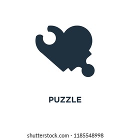 Puzzle icon. Black filled vector illustration. Puzzle symbol on white background. Can be used in web and mobile.