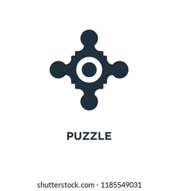 Puzzle icon. Black filled vector illustration. Puzzle symbol on white background. Can be used in web and mobile.