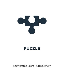Puzzle icon. Black filled vector illustration. Puzzle symbol on white background. Can be used in web and mobile.