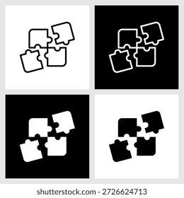 Icono del rompecabezas con el fondo blanco y negro