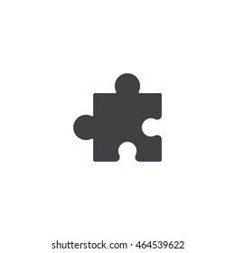 puzzle icon or button in flat style with long shadow, isolated vector illustration on transparent background