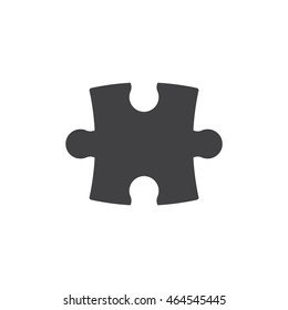 puzzle icon or button in flat style with long shadow, isolated vector illustration on transparent background