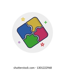 Puzzle icon | Children Toys - with Outline Filled Style