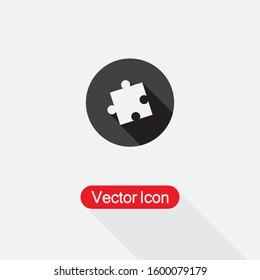 Puzzle Icon In Circle With Long Shadow Vector Illustration Eps10