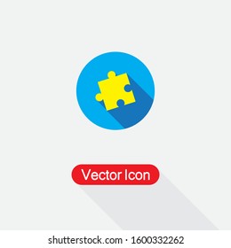 Puzzle Icon In Circle With Long Shadow Vector Illustration Eps10