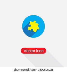Puzzle Icon In Circle With Long Shadow Vector Illustration Eps10