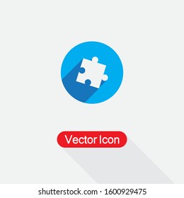 Puzzle Icon In Circle With Long Shadow Vector Illustration Eps10
