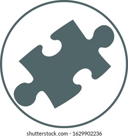 Puzzle icon in circle. Vector illustration