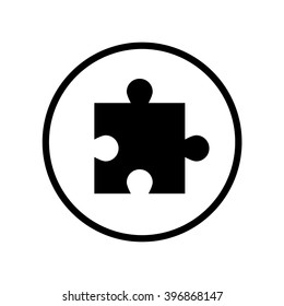 Puzzle icon in circle . Vector illustration