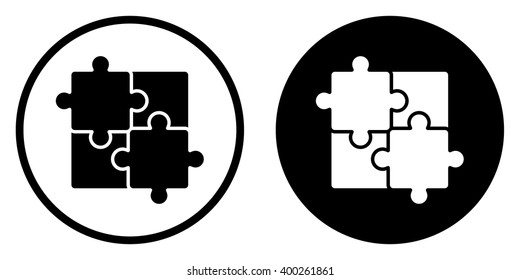 Puzzle icon in circle . Vector illustration