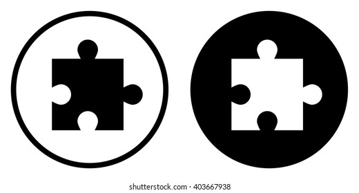 Puzzle icon in circle . Vector illustration
