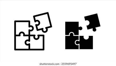 Puzzle Icon collection in filled and stroke style.