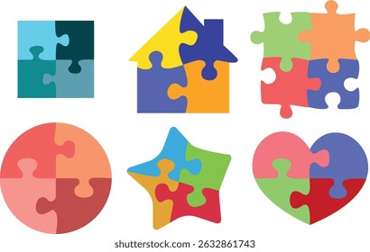 Puzzle Icon Collection – Isolated Jigsaw Pieces in Editable Vector Format for Design and Business Concepts
