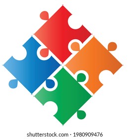 Puzzle icon Color filled colorful version, Pixel perfect vector graphics puzzle pieces isolated on color background. Vector illustration - best puzzle icon
