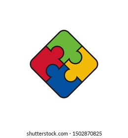 puzzle icon colorful design vector