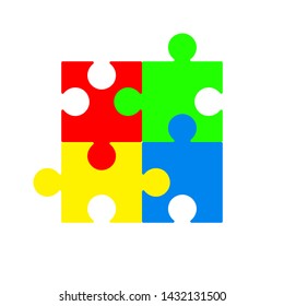 Puzzle icon, colorful isolated on white background, vector illustration.