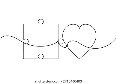 Icono de rompecabezas continuo de una línea dibujando piezas de rompecabezas sobre fondo blanco minimalista metáfora de negocios de arte único Solución de problemas y estrategia de solución Ilustración vectorial de contorno