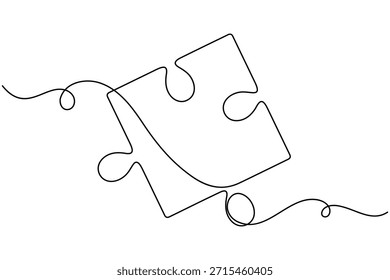 Icono de rompecabezas continuo de una línea dibujando piezas de rompecabezas sobre fondo blanco minimalista metáfora de negocios de arte único Solución de problemas y estrategia de solución Ilustración vectorial de contorno