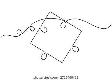 Icono de rompecabezas continuo de una línea dibujando piezas de rompecabezas sobre fondo blanco minimalista metáfora de negocios de arte único Solución de problemas y estrategia de solución Ilustración vectorial de contorno