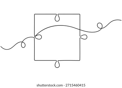 Icono de rompecabezas continuo de una línea dibujando piezas de rompecabezas sobre fondo blanco minimalista metáfora de negocios de arte único Solución de problemas y estrategia de solución Ilustración vectorial de contorno