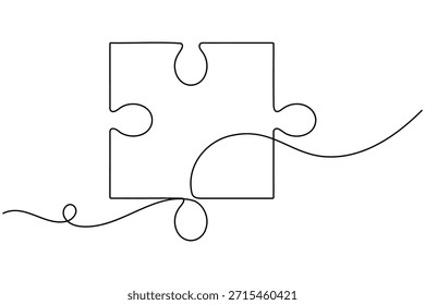 Icono de rompecabezas continuo de una línea dibujando piezas de rompecabezas sobre fondo blanco minimalista metáfora de negocios de arte único Solución de problemas y estrategia de solución Ilustración vectorial de contorno
