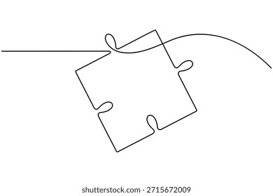 Icono de rompecabezas continuo de una línea dibujando piezas de rompecabezas sobre fondo blanco minimalista metáfora de negocios de arte único Solución de problemas y estrategia de solución Ilustración vectorial de contorno