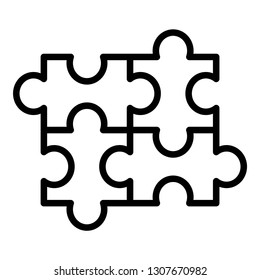 puzzle icon design with creative modern concept and black and white outline style logo shape for pictogram, website, ecommerce, satartup, web button design vector eps 10