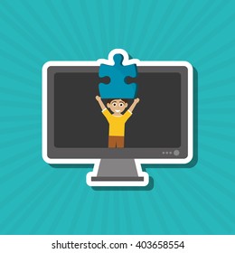 Puzzle icon design, vector illustration