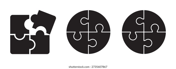 Puzzle icon elements. Jigsaw pieces icon. simple set of puzzle pieces vector. Puzzle jigsaw outline icons . puzzle piece vector icon set and silhouette art isolated on white background. 