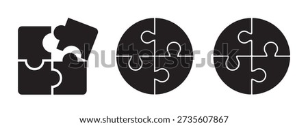 Puzzle icon elements. Jigsaw pieces icon. simple set of puzzle pieces vector. Puzzle jigsaw outline icons . puzzle piece vector icon set and silhouette art isolated on white background. 
