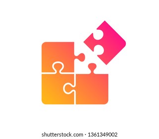 Puzzle icon. Engineering strategy sign. Classic flat style. Gradient puzzle icon. Vector